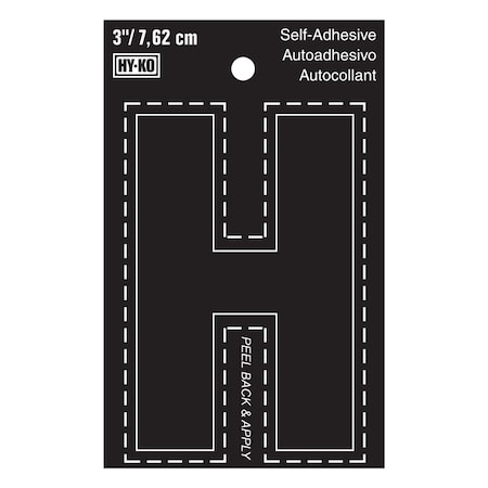 Hy-Ko 3In Black Vinyl Letter H, 10PK A30418